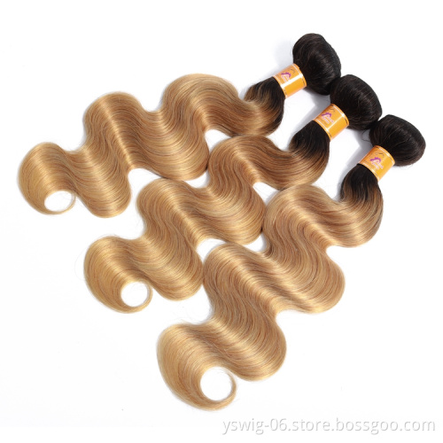 Wholesale Ombre Bundles Full Cuticle Body Wave 3 Bundle Brazilian Human Hair Weave Bundles 100% Virgin Human Hair Weaves